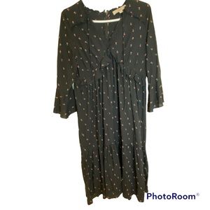 Loft floral tiered midi dress M